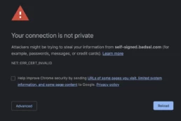waarschuwing geen SSL-certificaat