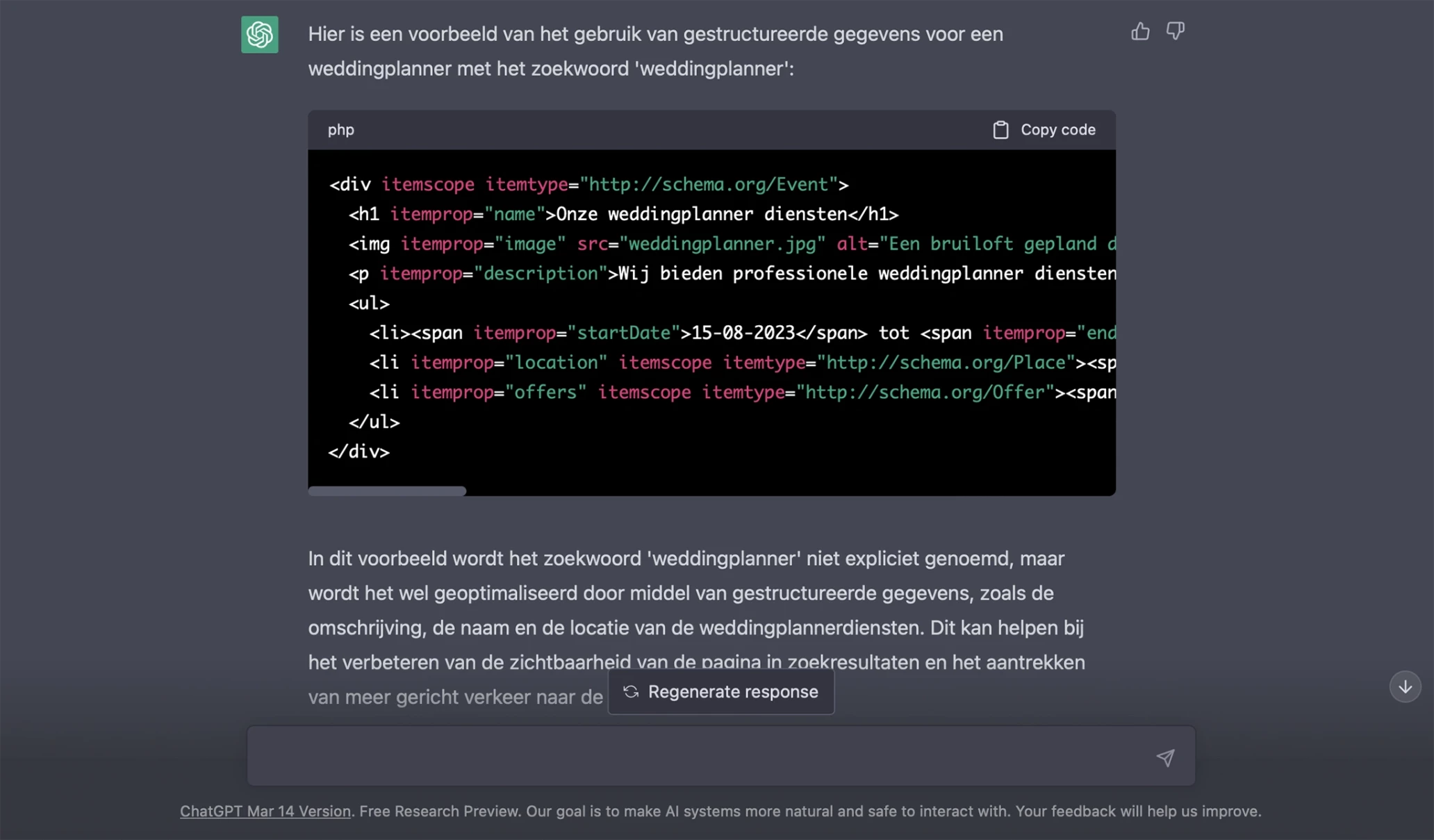 Gestructureerde data via ChatGPT